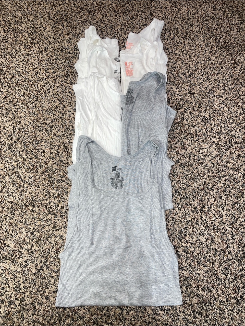 Hanes Ribbed Tank Tops 8 Pack - White & Gray Undershirts Mens M-L | NWOT